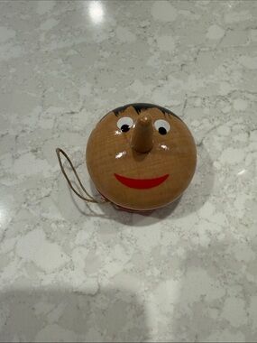 Wooden Brown YoYo Pinocchio Character Face &  Red Smile